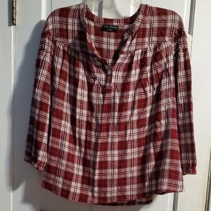 Lane Bryant Burgundy Plaid Button Down Shirt